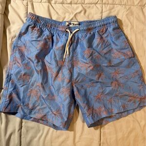 Blue and Orange Palm Tree Swim Shorts